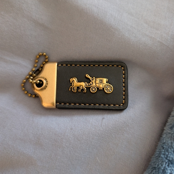 Coach Handbags - Coach 1941 Black Leather Key Tag with Gold Carriage Emblem